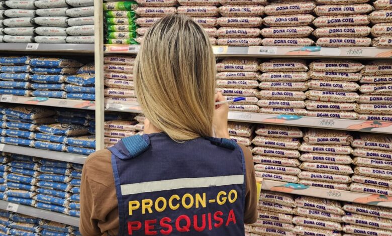 Imagem ilustratriva de uma agente do PROCON Goiás em um mercado realizando a pesquisa de preços dos itens da cesta básica